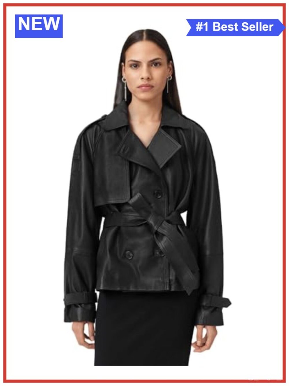 AllSaints Reed Overcoat Long Sleeve Notch Collar Classic Fit Casual Jacket